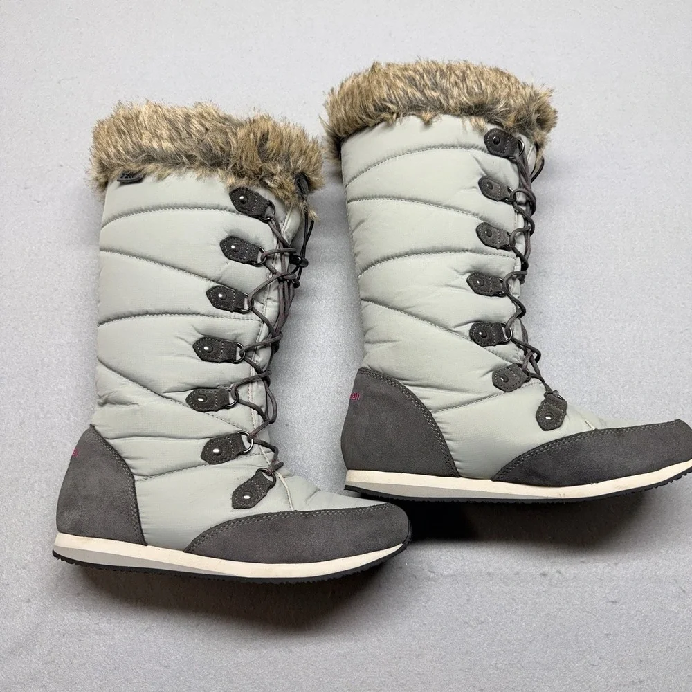 LL Bean Snow Boots Quilted Suede Faux Fur Women Winter‎ Insulated Size 6.5